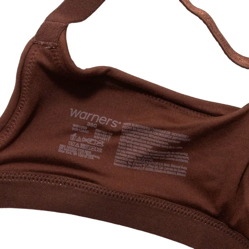 Warners Cloud 9 Wireless Lightly Lined T-Shirt Bra 36C Brown Front Adjust Straps